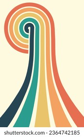 Antecedentes abstractos del diseño de la línea de onda arcoiris en estilo Hippie Retro de los años 70. Patrón vectorial listo para usar para tela, textil, envoltura y otros.