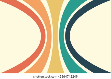 Antecedentes abstractos del diseño de la línea de onda arcoiris en estilo Hippie Retro de los años 70. Patrón vectorial listo para usar para tela, textil, envoltura y otros.