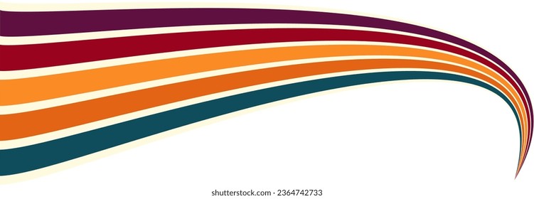 Abstract background of rainbow groovy Wavy Line design in 1970s Hippie Retro style. Vector pattern ready to use for cloth, textile, wrap and other.