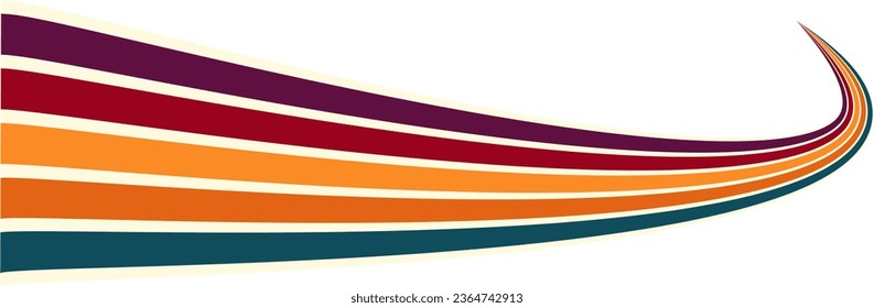 Abstract background of rainbow groovy Wavy Line design in 1970s Hippie Retro style. Vector pattern ready to use for cloth, textile, wrap and other.