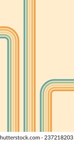 Abstract background of rainbow groovy Wavy Lines design in 1970s Hippie Retro style. Vector pattern ready to use for cloth, textile, wrap and other.