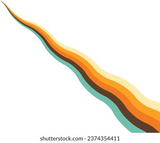 Abstract background of rainbow groovy Wavy Lines design in 1970s Retro Hippie style.