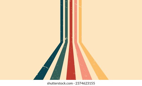  Abstract background of rainbow groovy Wavy Line design in 1970s Hippie Vintage Retro style. Old Vintage Retro background, Vector pattern, Vector vintage pattern, Vintage 70s colorful lines background