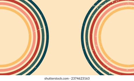  Abstract background of rainbow groovy Wavy Line design in 1970s Hippie Vintage Retro style. Old Vintage Retro background, Vector pattern, Vector vintage pattern, Vintage 70s colorful lines background