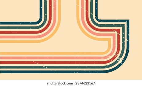  Abstract background of rainbow groovy Wavy Line design in 1970s Hippie Vintage Retro style. Old Vintage Retro background, Vector pattern, Vector vintage pattern, Vintage 70s colorful lines background