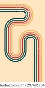 Abstract background of rainbow groovy Wavy Line design in 1970s Hippie Vintage Retro style. Old Vintage Retro background, Vector pattern, Vector vintage pattern, Vintage 70s colorful lines background
