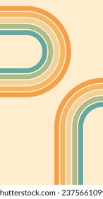Antecedentes abstractos del diseño de líneas onduladas de arcoiris en estilo Hippie Retro de los años 70. Patrón vectorial listo para usar para tela, textil, envoltura y otros.