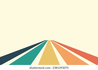 Antecedentes abstractos del diseño de la línea de onda arcoiris en estilo Hippie Retro de los años 70. Patrón vectorial listo para usar para tela, textil, envoltura y otros.