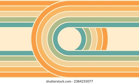 Abstract background of rainbow groovy Wavy Lines design in 1970s Hippie Retro style. Vector pattern ready to use for cloth, textile, wrap and other.