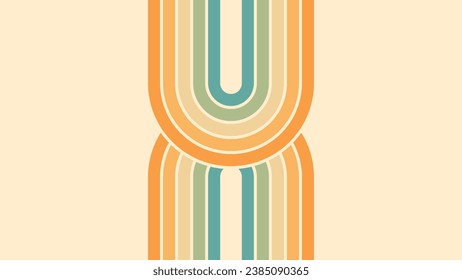 Abstract background of rainbow groovy Wavy Lines design in 1970s Hippie Retro style. Vector pattern ready to use for cloth, textile, wrap and other.