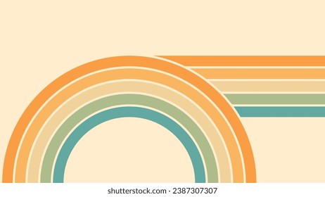 Antecedentes abstractos del diseño de líneas onduladas de arcoiris en estilo Hippie Retro de los años 70. Patrón vectorial listo para usar para tela, textil, envoltura y otros.