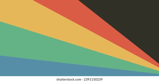 Abstract background of rainbow groovy Wavy Line design in 1970s Hippie Retro style.