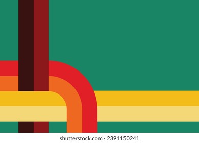 Abstract background of rainbow groovy Wavy Line design in 1970s Hippie Retro style.
