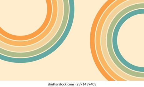 Abstract background of rainbow groovy Wavy Lines design in 1970s Hippie Retro style. Vector pattern ready to use for cloth, textile, wrap and other.