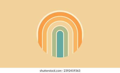 Abstract background of rainbow groovy Wavy Lines design in 1970s Hippie Retro style. Vector pattern ready to use for cloth, textile, wrap and other.