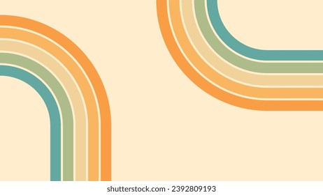 Abstract background of rainbow groovy Wavy Lines design in 1970s Hippie Retro style. Vector pattern ready to use for cloth, textile, wrap and other.