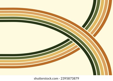 Abstrakter Hintergrund des Regenbogen-Groovy Wavy Line Design in den 1970er Jahren Hippie Retro-Stil. Vektormuster, gebrauchsfertig für Tuch, Textilien, Packung und andere.