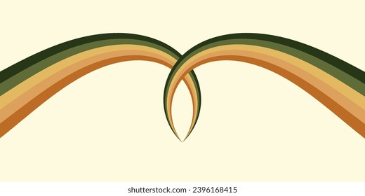 Abstract background of rainbow groovy Wavy Line design in 1970s Hippie Retro style. Vector pattern ready to use for cloth, textile, wrap and other.