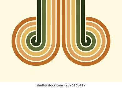 Abstract background of rainbow groovy Wavy Line design in 1970s Hippie Retro style. Vector pattern ready to use for cloth, textile, wrap and other.