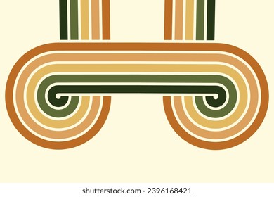 Antecedentes abstractos del diseño de la línea de onda arcoiris en estilo Hippie Retro de los años 70. Patrón vectorial listo para usar para tela, textil, envoltura y otros.