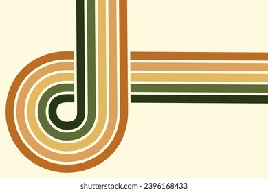 Abstract background of rainbow groovy Wavy Line design in 1970s Hippie Retro style. Vector pattern ready to use for cloth, textile, wrap and other.