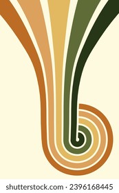 Abstract background of rainbow groovy Wavy Line design in 1970s Hippie Retro style. Vector pattern ready to use for cloth, textile, wrap and other.
