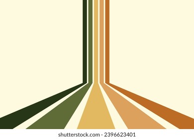 Antecedentes abstractos del diseño de la línea de onda arcoiris en estilo Hippie Retro de los años 70. Patrón vectorial listo para usar para tela, textil, envoltura y otros.