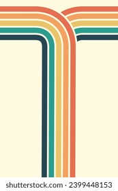 Abstract background of rainbow groovy Wavy Line design in 1970s Hippie Retro style. Vector pattern ready to use for cloth, textile, wrap and other.