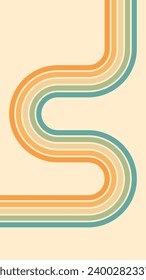 Abstract background of rainbow groovy Wavy Lines design in 1970s Hippie Retro style. Vector pattern ready to use for cloth, textile, wrap and other.