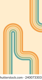 Abstract background of rainbow groovy Wavy Lines design in 1970s Hippie Retro style. Vector pattern ready to use for cloth, textile, wrap and other.