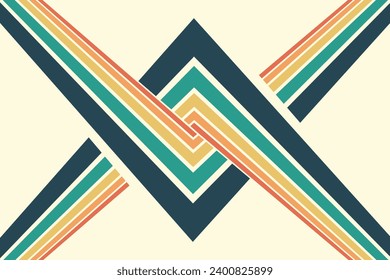 Abstract background of rainbow groovy Wavy Line design in 1970s Hippie Retro style. Vector pattern ready to use for cloth, textile, wrap and other.