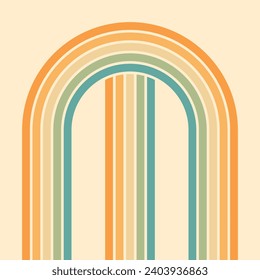 Abstract background of rainbow groovy Wavy Lines design in 1970s Hippie Retro style. Vector pattern ready to use for cloth, textile, wrap and other.