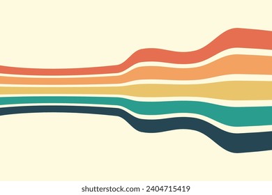 Abstract background of rainbow groovy Wavy Line design in 1970s Hippie Retro style. Vector pattern ready to use for cloth, textile, wrap and other.