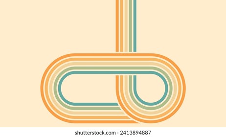 Abstract background of rainbow groovy Wavy Lines design in 1970s Hippie Retro style. Vector pattern ready to use for cloth, textile, wrap and other.