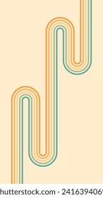 Abstract background of rainbow groovy Wavy Lines design in 1970s Hippie Retro style. Vector pattern ready to use for cloth, textile, wrap and other.