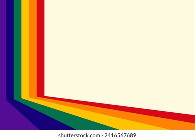 Abstract background of rainbow groovy Wavy Line design in retro 1970s hippie style. Abstract rainbow wave line background design in retro style. Rainbow. Samples of pride. Vector illustration.