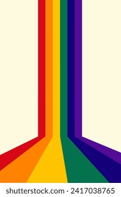 Antecedentes abstractos del diseño de la línea de onda arcoiris en estilo hippie retro de los años 70. Resumen del diseño de fondo de la línea de onda de arco iris en estilo retro. Arcoiris. Muestras de orgullo. Ilustración vectorial.