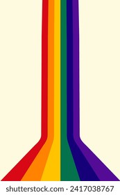 Abstract background of rainbow groovy Wavy Line design in retro 1970s hippie style. Abstract rainbow wave line background design in retro style. Rainbow. Samples of pride. Vector illustration.