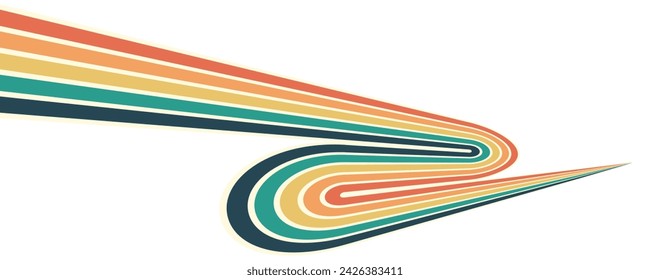 Abstract background of rainbow groovy Wavy Line design in 1970s Hippie Retro style. Vector pattern ready to use for cloth, textile, wrap and other.