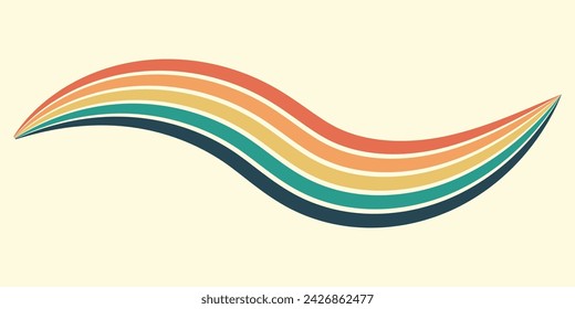 Abstract background of rainbow groovy Wavy Line design in 1970s Hippie Retro style. Vector pattern ready to use for cloth, textile, wrap and other.