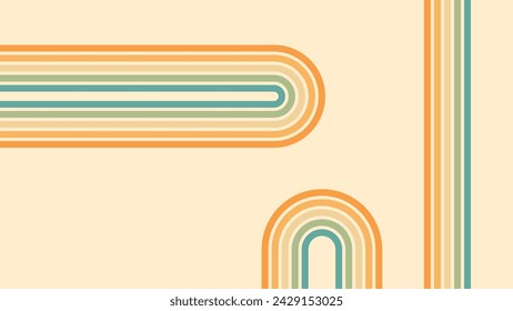 Fondo abstracto del arco iris groovy diseño de líneas onduladas en 1970 estilo Hippie Retro. Patrón vectorial listo para usar para tela, textil, envoltura y otros.