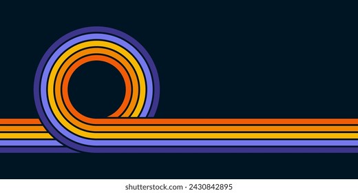 Abstract background of rainbow groovy Wavy Line design in 1970s Hippie Retro style. Vector pattern ready to use for cloth, textile, wrap and other.