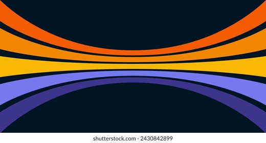 Abstract background of rainbow groovy Wavy Line design in 1970s Hippie Retro style. Vector pattern ready to use for cloth, textile, wrap and other.