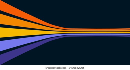 Abstract background of rainbow groovy Wavy Line design in 1970s Hippie Retro style. Vector pattern ready to use for cloth, textile, wrap and other.