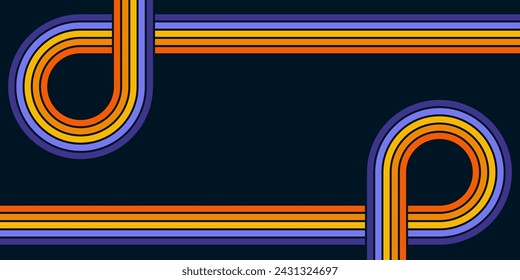Abstrakter Hintergrund des Regenbogen-groovigen Wavy-Line-Designs im Hippie-Retro-Stil der 1970er Jahre. Vektor-Muster bereit für Stoff, Textil, Wrap und andere.
