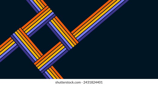 Abstract background of rainbow groovy Wavy Line design in 1970s Hippie Retro style. Vector pattern ready to use for cloth, textile, wrap and other.