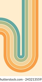 Abstract background of rainbow groovy Wavy Lines design in 1970s Hippie Retro style. Vector pattern ready to use for cloth, textile, wrap and other.