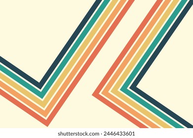 Abstract background of rainbow groovy Wavy Line design in 1970s Hippie Retro style. Vector pattern ready to use for cloth, textile, wrap and other.