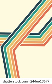 Abstract background of rainbow groovy Wavy Line design in 1970s Hippie Retro style. Vector pattern ready to use for cloth, textile, wrap and other.