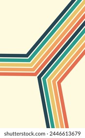 Abstract background of rainbow groovy Wavy Line design in 1970s Hippie Retro style. Vector pattern ready to use for cloth, textile, wrap and other.